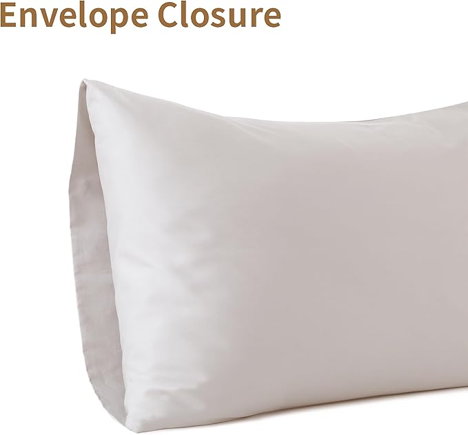 100% Egyptian Cotton Pillow Cases Set of 2, Standard Size 400 Thread Count Cooling Pillowcases, Soft and Breathable Pillow Covers with Envelope Closure, 20x26 Inches (Standard, Light Beige)