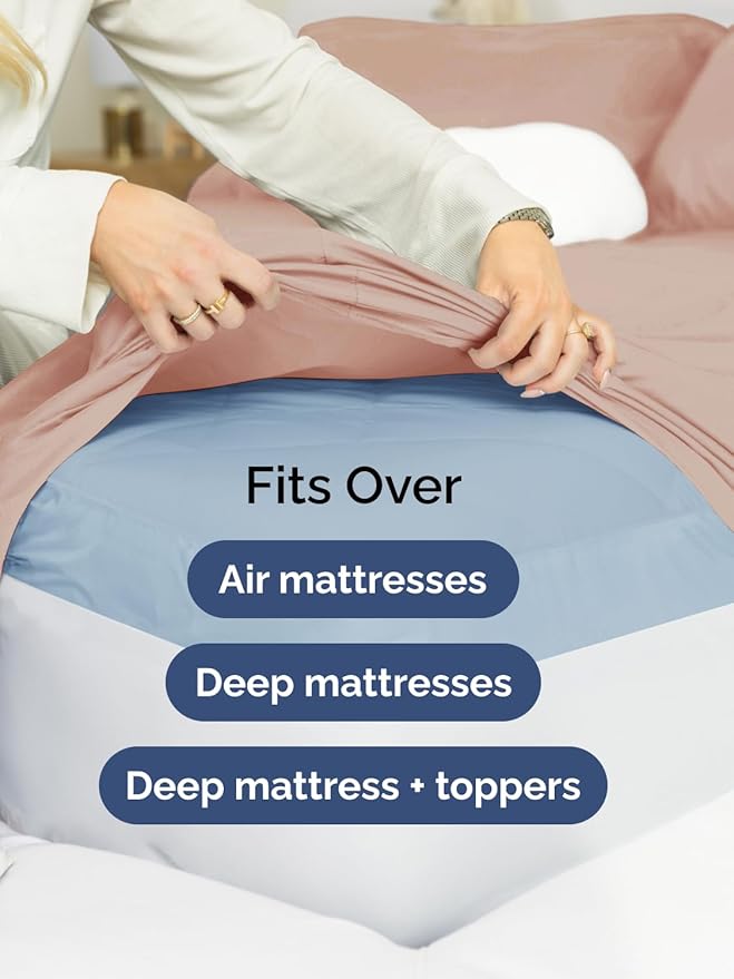 Extra Deep Full Sheet Set - 4 Piece Breathable & Cooling Bed Sheets - Easily Fits 18 to 24 inch Mattress - Ultra Soft, Wrinkle & Fade Free w/ Extra Deep Pockets - Comfy Hotel Luxury Bedding - Mauve