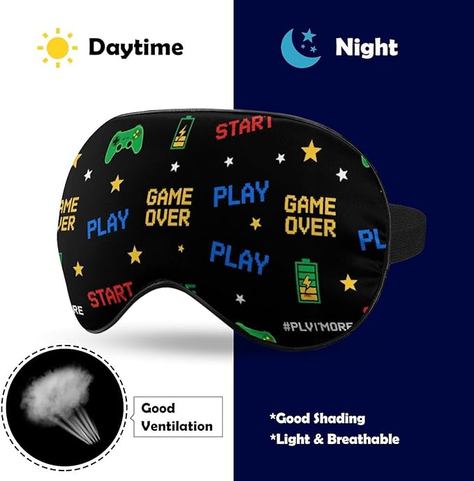 Kids Sleep Mask Game Video Games Boys Sleep Eye Mask Blindfold with Adjustable Strap Soft Eye Mask Sleep for Blocking Out Lights Game Room Decor