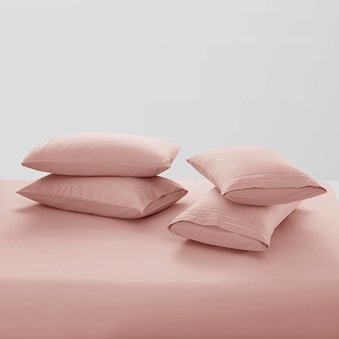 Clara Clark Twin XL Sheets - Hotel Luxury 5 Piece Bed Sheets for Twin XL Size Bed - Soft Bedding Sheets & Pillowcases, Fits Mattress up to 16 inch deep. Twin XL, Peach Beige