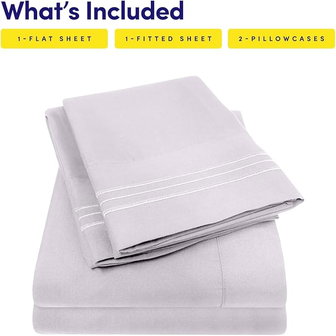 1500 Supreme Collection Queen Sheet Sets Lilac - Luxury Hotel Bed Sheets and Pillowcase Set for Queen Mattress - Extra Soft, Elastic Corner Straps, Deep Pocket Sheets, Queen Lilac