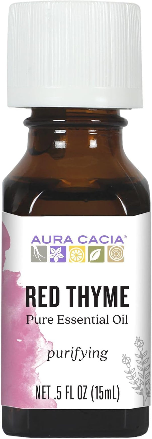 Aura Cacia Red Thyme Essential Oil, GC/MS Tested for Purity | 0.5 Fl Oz (Pack of 1)