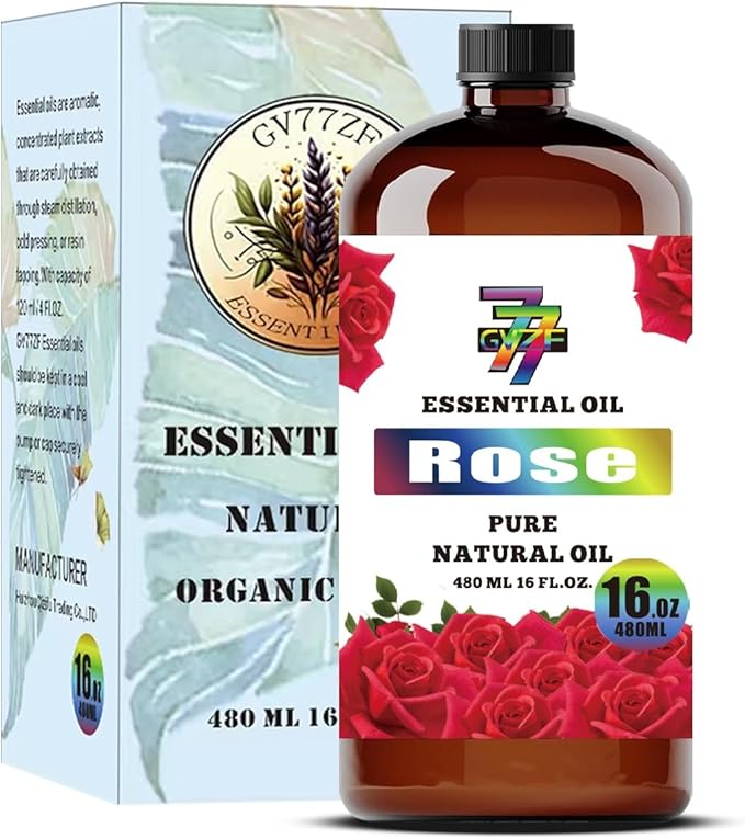Rose Essential Oil - Rose Oils for Diffusers, Humidifiers, DIY Candles, Soap, Cleaning, Home, Office, Yoga, Massage, Gifts - 16 fl oz (480 ml) - GV77ZF