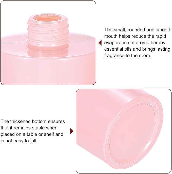HARFINGTON 4pcs Empty Glass Diffuser Bottle 140ml/4.7oz Refillable Fragrance Accessories Aromatherapy Jar Container for Replacement Reed Diffuser DIY Home Bathroom Pink with Gold Tone Cap