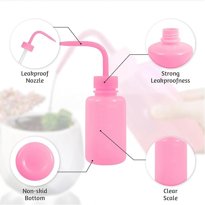 4 Packs Tattoo Wash Bottle Water Squirt Squeeze Diffuser Bottles (Pink, 150ml)