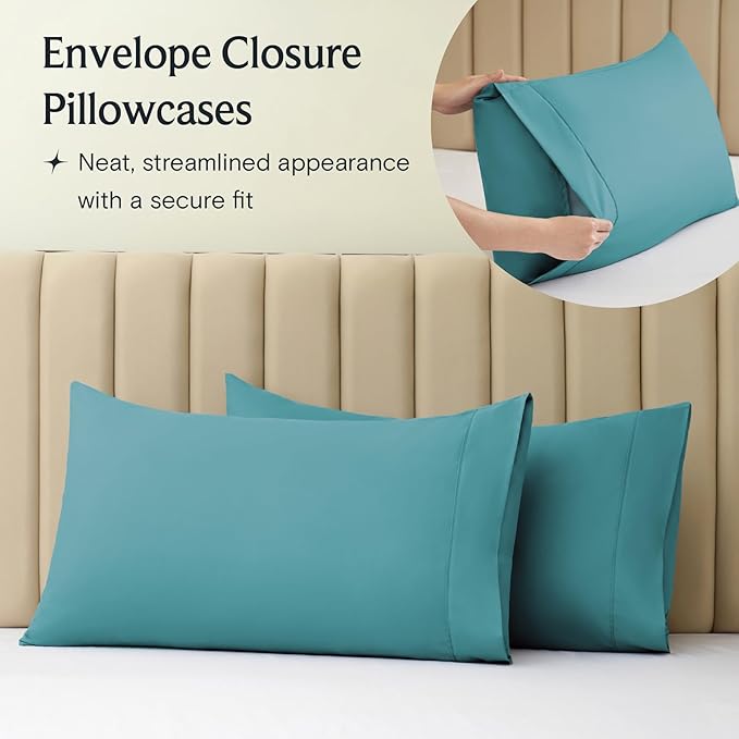 LuxClub 3 PC Sheet Twin Size Sheet Set Bed Sheets Deep Pockets 18" Eco Friendly Wrinkle Free-Kids-Fitted Sheets Machine Washable Hotel Bedding Silky Soft - Teal Twin