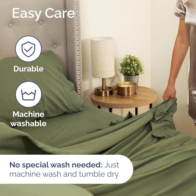 Extra Deep Full Sheet Set - 4 Piece Breathable & Cooling Bed Sheets - Easily Fits 18 to 24 inch Mattress - Ultra Soft, Wrinkle & Fade Free with Extra Deep Pockets - Hotel Luxury Bedding - Sage Green
