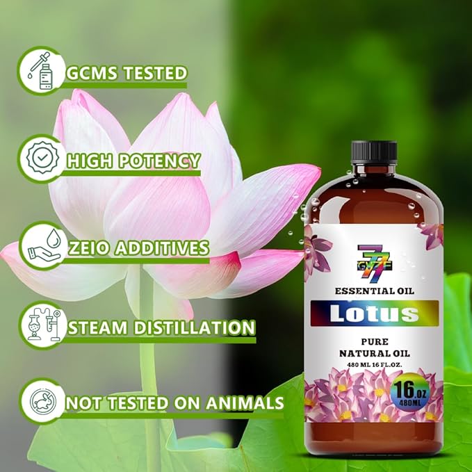 Lotus Essential Oil - Lotus Oils for Diffusers, Humidifiers, DIY Candles, Soap, Cleaning, Home, Office, Yoga, Massage, Gifts - 16 fl oz (480 ml - GV77ZF