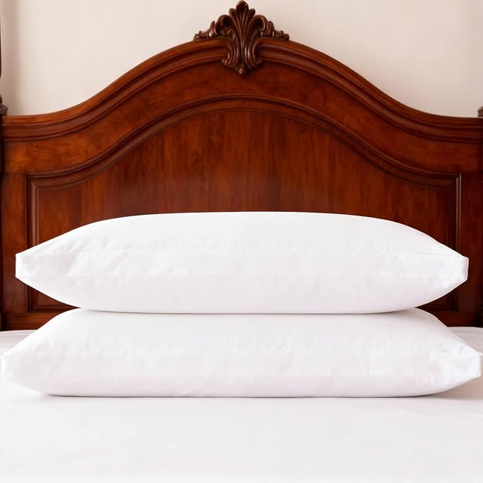 Thick Bed Pillows King Size Set of 2 Hotel Collection Soft Down Alternative Supportive Pillow for Back Stomach Side Sleeper White 20x36 inches