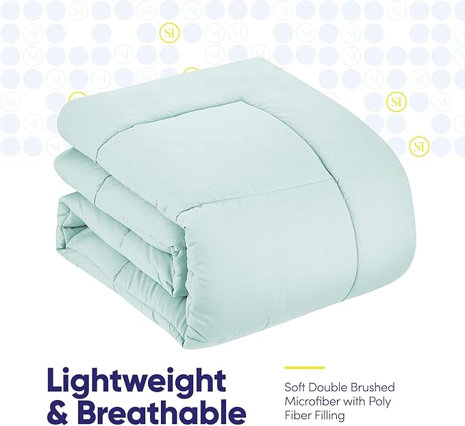 Sweet Home Collection RV Short Queen Comforter Set for RV Camper - Comforter Set with Fitted & Flat Sheet, 4 Pillowcases - Tailored for RV Short Queen Beds - Cozy Essentials for Your RV Bedroom, Aqua