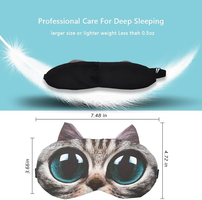 Tphon Sleep Mask for Adult Kids Boys Girls Funny Blindfolds Soft Cute Animal Sleeping Masks with Adjustable Strap for Travel Naps Shift Works Games