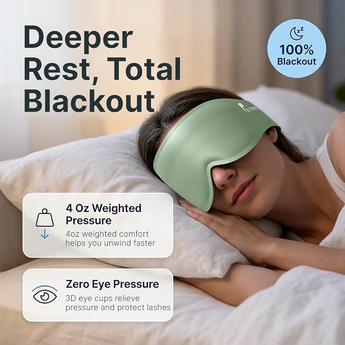 Weighted Eye Mask for Light Blocking: 3D Contoured Sleep Mask for Lash Exentions - Soft Breathable Fabric,Full Coverage - Eye Cover for Long Flight, Train Nap Essentials,Road Trip Companion