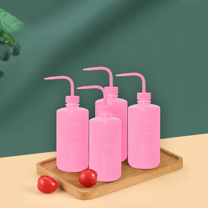 4 Packs Tattoo Wash Bottle Water Squirt Squeeze Diffuser Bottles (Pink, 500ml)