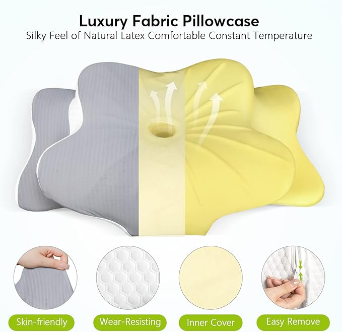 Cervical Contour Pillow for Neck, Shoulder and Back Pain Relief - Orthopedic Memory Foam Support for Side Sleepers