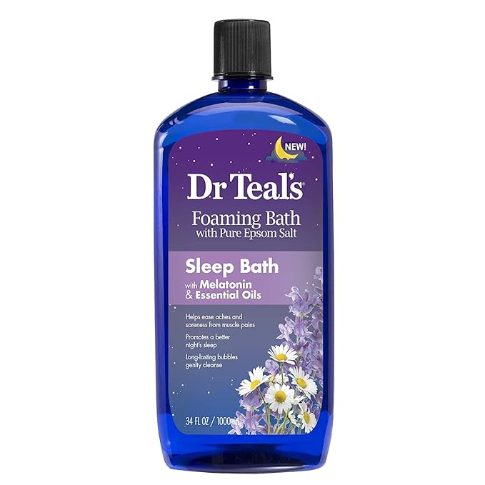 Dr Teals Melatonin Sleep Bath Gift Set (Foaming Bath (34 oz), Body Lotion (8 oz), & Sleep Spray (6oz) - Stress Relief Lavender & Melatonin Promotes Better Sleep - At Home Spa Kit - Relax Before Bed