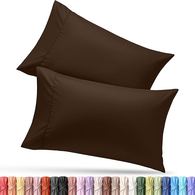 Utopia Bedding Queen Pillow Cases - 2 Pack - Envelope Closure - Soft Brushed Microfiber Fabric - Shrinkage and Fade Resistant Pillow Covers Queen Size 20 X 30 Inches (Queen, Brown)