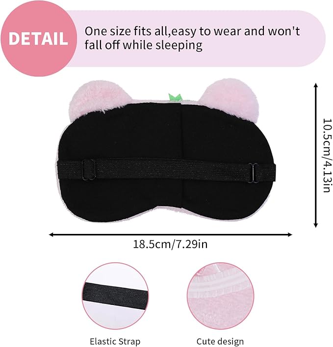 PERFECTSIGHT Sleep Eye Masks, Cute Plush Sleep Eye Cover Lightweight Adjustable Eyeshade Faux Fur Mask Cover for Women Men Kids Sleep Travel Nap, Bear Cake