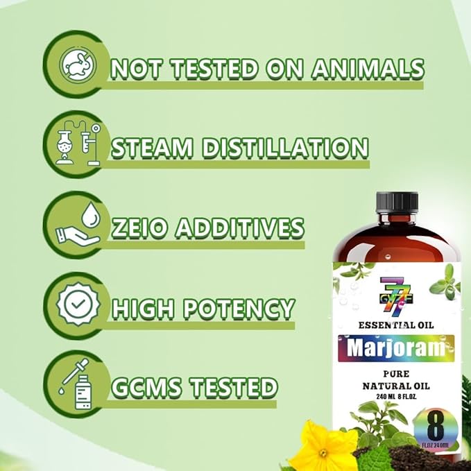 Marjoram Essential Oil - Marjoram Oils for Diffusers, Humidifiers, DIY Candles, Soap, Cleaning, Home, Office, Yoga, Massage, Gifts - 8 fl oz (240 ml) - GV77ZF