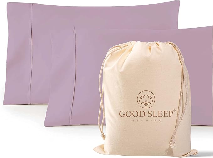 1000 TC Lavender Standard Pillowcases Set of 2 100% Egyptian Cotton Pillow Cases with Long Staple Cotton & Sateen Weave, Silky Soft Hotel - Like Bed Pillow Covers for Comfy Sleeping, Snug Fit