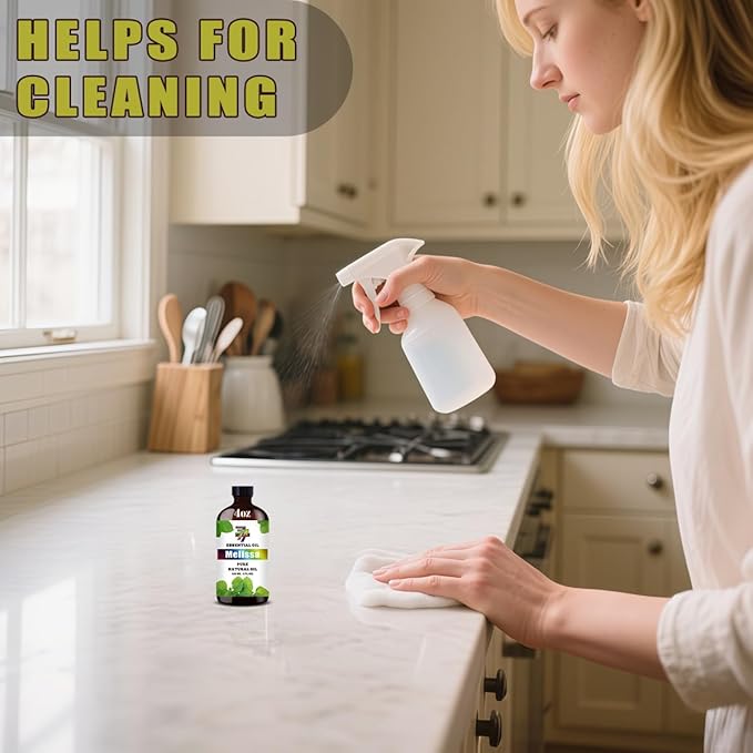Melissa Essential Oil - Melissa Oils for Diffusers, Humidifiers, DIY Candles, Soap, Cleaning, Home, Office, Yoga, Massage, Gifts - 4 fl oz (120 ml) - GV77ZF