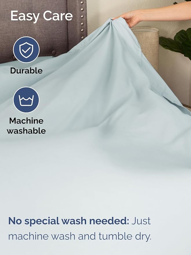Extra Deep Twin Sheet Set - 3 Piece Breathable & Cooling Bed Sheets - Easily Fits 18 to 24 inch Mattress - Ultra Soft, Wrinkle & Fade Free w/ Extra Deep Pockets - Comfy Hotel Luxury Bedding - Ice Blue