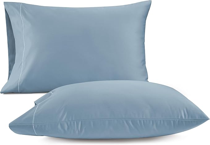 LANE LINEN 100% Egyptian Cotton Pillow Cases Queen Size Set of 2 (20"x30") - - Soft Light Blue Pillow Cases - French Blue