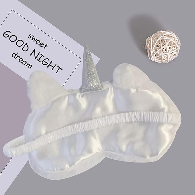 Cute Animal Sleeping Mask Soft Plush Blindfold Cute Rabbit Panda Koala Eye Cover Eyeshade for Kids Teens Girls Women (White Horse)