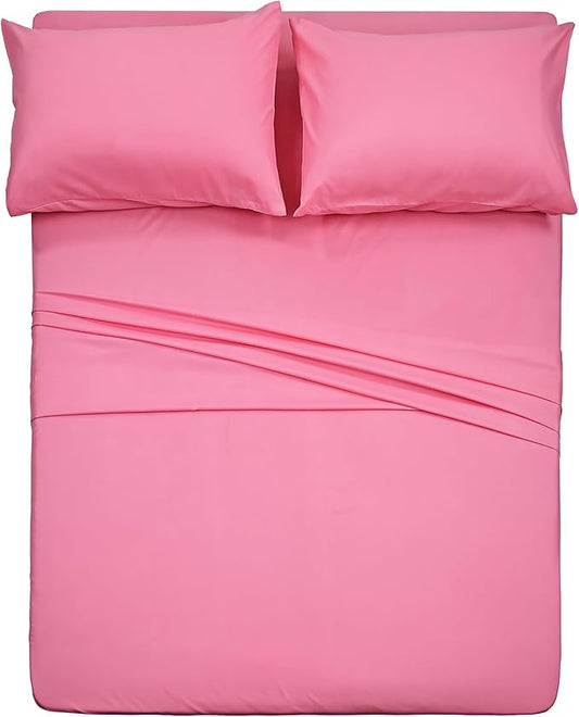 Best Season 4 Piece Bed Sheet Set (Twin XL Size, Peach Pink Color) 1 Flat Sheet,1 Fitted Sheet and 2 Pillow Cases,Brushed Microfiber Sheets Set,Deep Pockets,Extra Soft & Fade Resistant