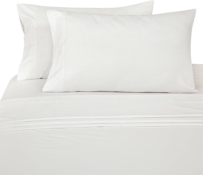 ROYALE LINENS Bamboo Viscose Queen Sheet Set - Cooling Bed Sheet Set - 1 Fitted, 1 Flat & 2 Pillowcase - Fits Up to 16" - Organic Viscose Derived from Bamboo - Bedding Sheet Set (Queen, Bright White)