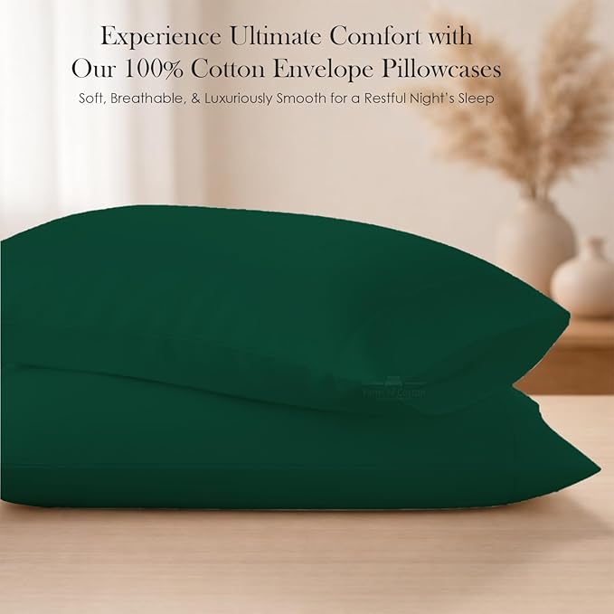 400 Thread Count 100% Egyptian Cotton Queen Size Pillowcases Set of 4, Soft & Breathable Sateen Weave, Envelope Closure, Hotel Luxury Bed Linen, Durable & Fade Resistant, 20"x30", Olive