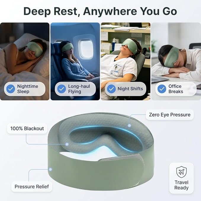 Weighted Eye Mask for Light Blocking: 3D Contoured Sleep Mask for Lash Exentions - Soft Breathable Fabric,Full Coverage - Eye Cover for Long Flight, Train Nap Essentials,Road Trip Companion