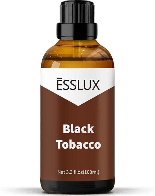 Black Tobacco Fragrance Oil, ESSLUX 100ml 3.3 oz Large Single Scented Oils, Aromatherapy Essential Oils for Home for Diffuser, Massage, Soap, Candle Making Scents