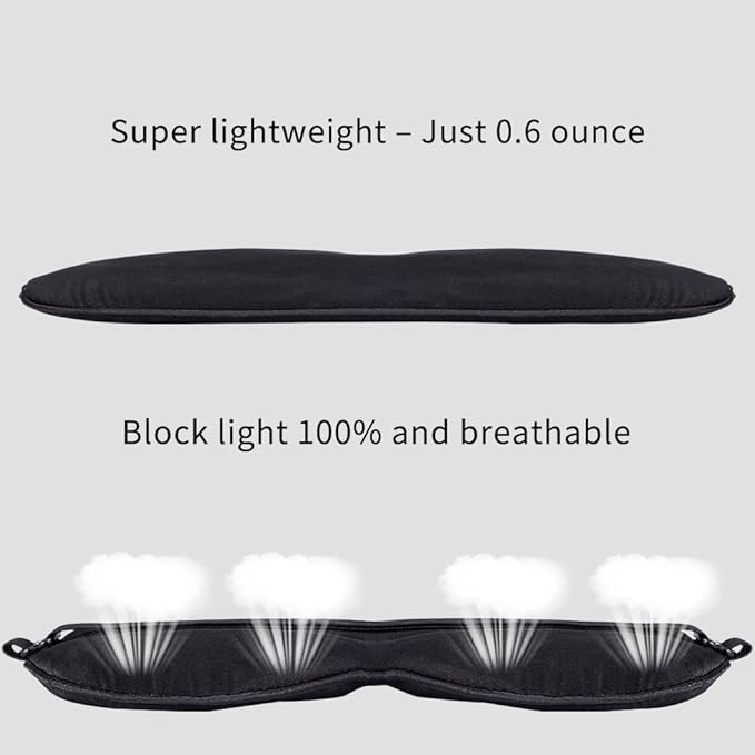 FMS Natural Silk Sleep Mask Blocks Light Completely, 2 Packs Soft Lightweight Eye Mask with Adjustable Strap Best for Travel, Meditation, Shift Work and Daytime Napping (Black)