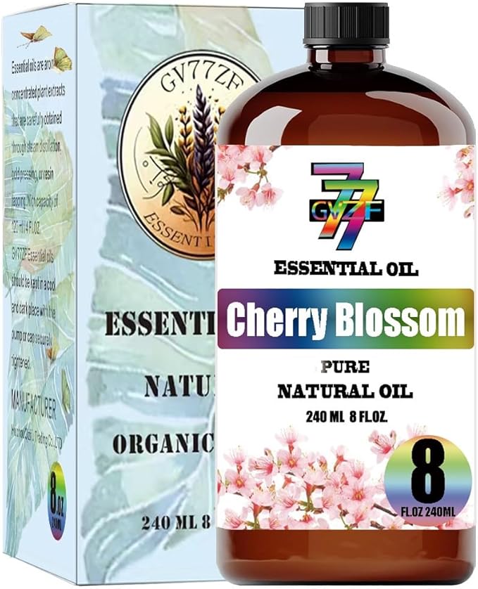 Cherry Blossom Essential Oil - Cherry Blossom Oils for Diffusers, Humidifiers, DIY Candles, Soap, Cleaning, Home, Office, Yoga, Massage, Gifts - 8 fl oz (240 ml) - GV77ZF