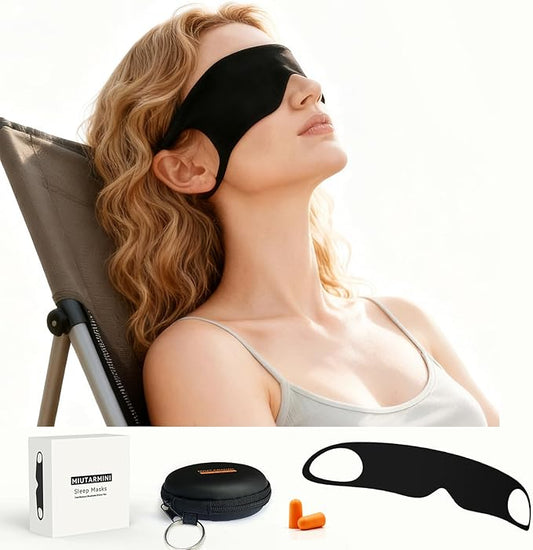 0.3mm Ultra-Thin Sleep Mask | 5g Travel Eye Mask with Portable Leather Pouch | 70% Cotton Blend for Effective Sun & Light Filtering on Beach, Camping, UK Holidays & Outdoor Relaxation