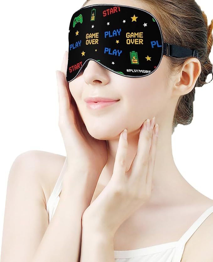 Kids Sleep Mask Game Video Games Boys Sleep Eye Mask Blindfold with Adjustable Strap Soft Eye Mask Sleep for Blocking Out Lights Game Room Decor