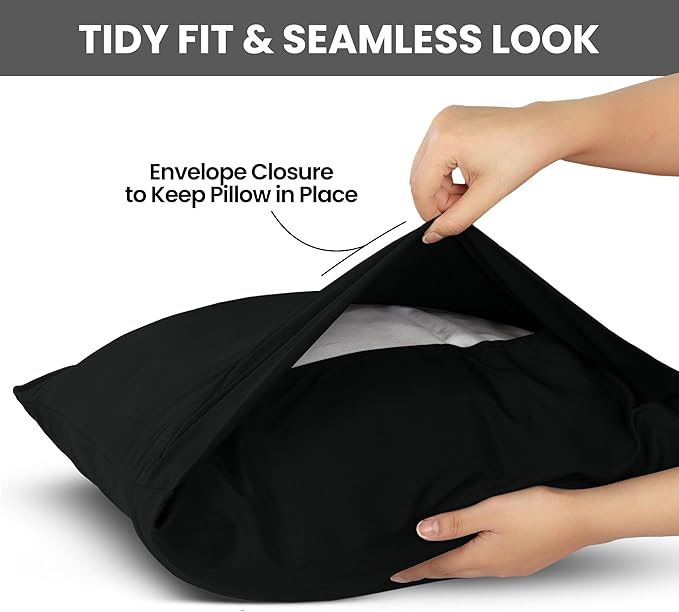 Utopia Bedding Queen Pillow Cases - 2 Pack - Envelope Closure - Soft Brushed Microfiber Fabric - Shrinkage and Fade Resistant Pillow Covers Queen Size 20 X 30 Inches (Queen, Black)