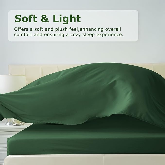 Twin Size Bed Sheet Set - 3 Piece Soft Microfiber Sheets with Deep Pockets, Cooling Technology, and Wrinkle-Free Pillowcase. Hotel-Quality, Durable Bedding, Eden Green