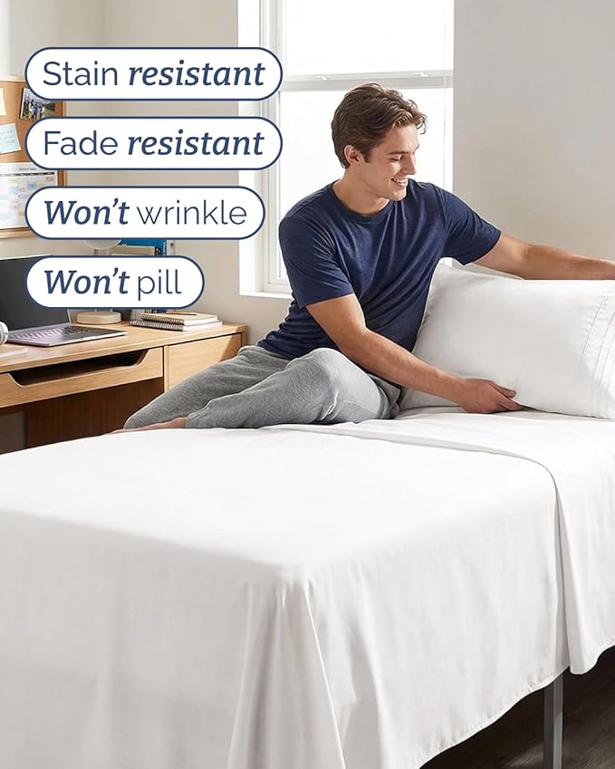 Twin XL Size 3 Piece Sheet Set - Comfy Breathable & Cooling Sheets - Hotel Luxury Bed Sheets for Women & Men - Deep Pocket, Easy-Fit, Extra Soft and Wrinkle Free - Antique White Oeko-Tex Bed Sheets