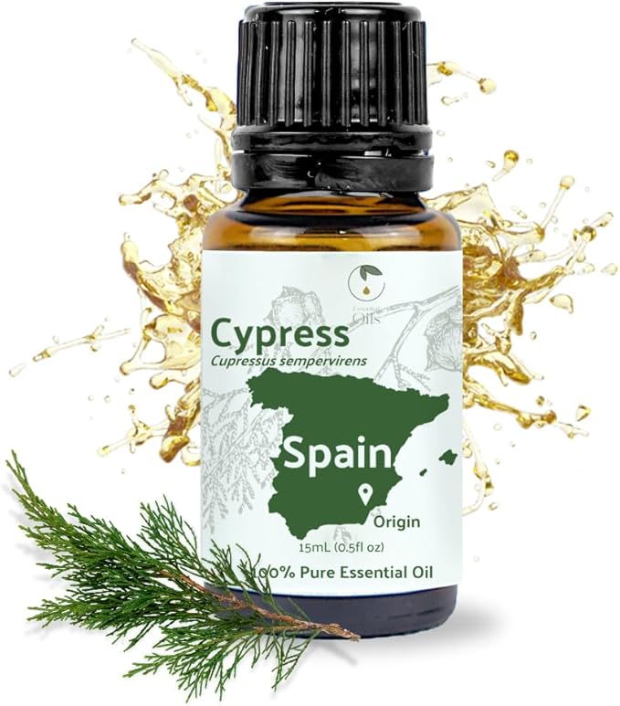 Cypress Essential Oil - Direct from Essential Oils SL in Mediterranean Spain - Aceite de Ciprés for Diffuser, 100% Pure Therapeutic Grade - Aromatheraphy, Skincare (15ml)