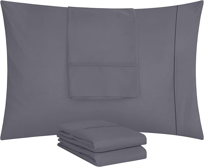 Utopia Bedding King Standard Pillow Cases - 4 Pack - Envelope Closure - Soft Brushed Microfiber Fabric - Shrinkage and Fade Resistant Pillow Covers 20 X 36 Inches (King Std, Grey)