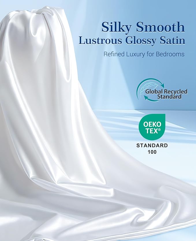 Elegear Cooling Pillow Cases Set of 2 for Hot Sleepers, Silky Satin Pillowcase for Hair & Skin, Upgraded Arc-Chill Cooling Satin Pillowcase Q-max>0.5, Luxury Zipper Pillowcase Cover-Standard,White