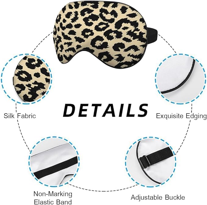 Leopard Eye Mask Sleeping Mask Animal Fur Patches Speckled Plaque Sleep Masks Silky Soft Eye Cover for Women Men Shading Blindfold for Air Travel Sleeping