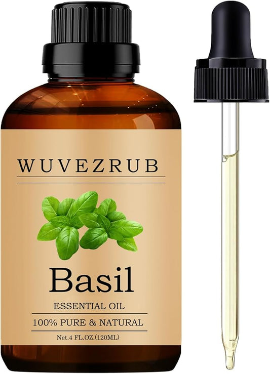 Basil Essential Oils 120ML, Pure Basil Essential Oil for Aromatherapy Diffuser - 4 Fl Oz