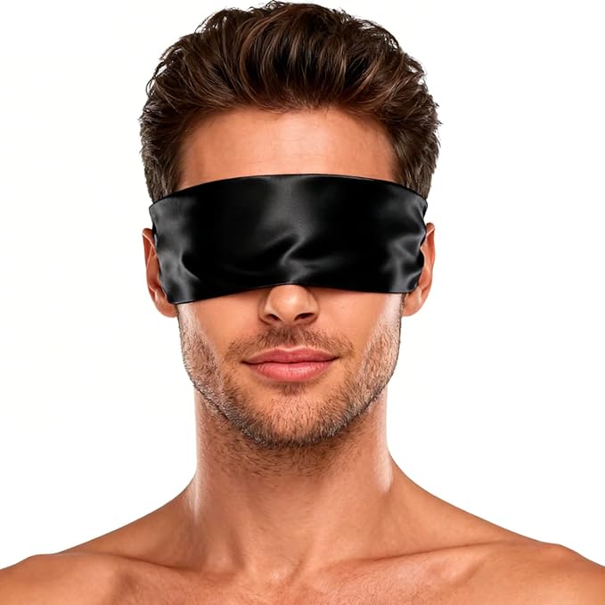 Silk Sleep Mask with 59" Adjustable DIY Strap, Ultra Soft Light Blocking Eye Mask for Yoga, Meditation, Nap, Travel & Night Sleep, Comfortable Fit for Men & Women (Matte Black)