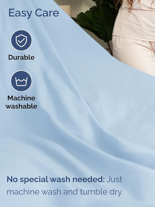 Extra Deep Cal King Sheet Set - 4 Piece Breathable & Cooling Bed Sheets - Easily Fits 18 to 24 inch Mattress - Ultra Soft, Wrinkle & Fade Free w/ Extra Deep Pockets - Hotel Luxury Bedding - Light Blue