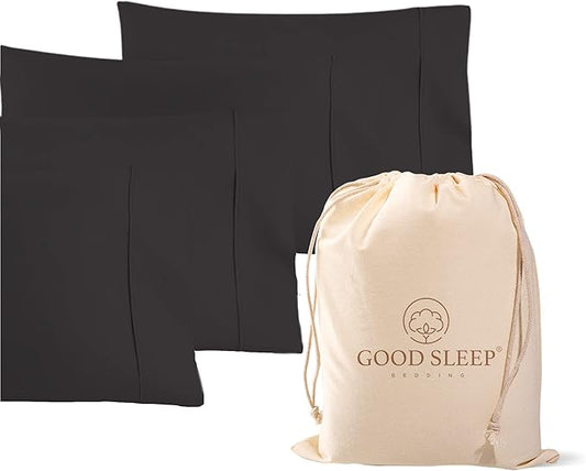 1000 TC Black Standard Pillowcases Set of 4 100% Egyptian Cotton Pillow Cases with Long Staple Cotton & Sateen Weave, Silky Soft Hotel - Like Bed Pillow Covers for Comfy Sleeping, Snug Fit