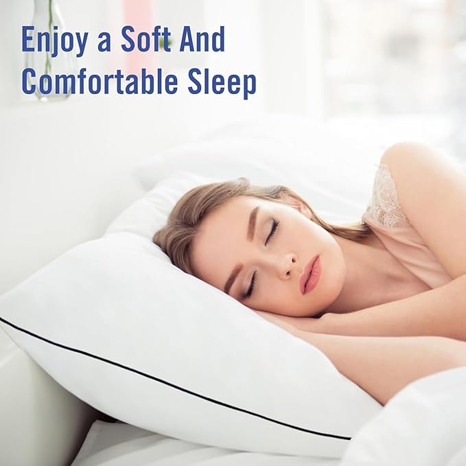 Vorouhals Hotel Collection Bed Pillows for Sleeping 4 Pack Standard Size Cooling Pillows Set of 4 for Back, Stomach or Side Sleepers, Super Soft Down Alternative Microfiber Filled Pillows