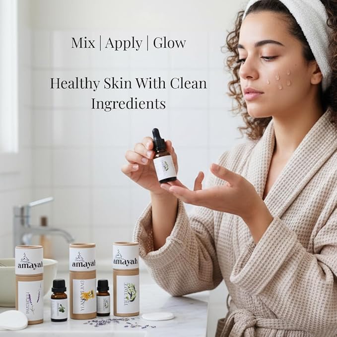 Amayah Essential Oils Set for Skin Glow & Self Care | Patchouli, Lavender & Botanical Oils for Face, Relaxation & Aromatherapy | Natural Skincare Oil Kit for Radiant Skin (Combo Pack 5)