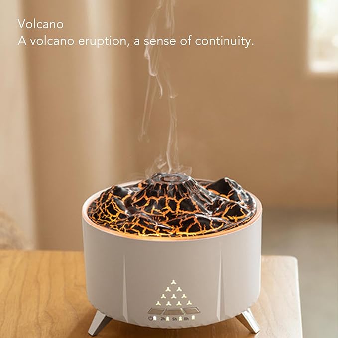 Flame Essential Oil Diffuser, 350ML Ultrasonic Flame Oil Diffuser, Up to 24H of Continuous,Waterless Auto Off Diffusers,White